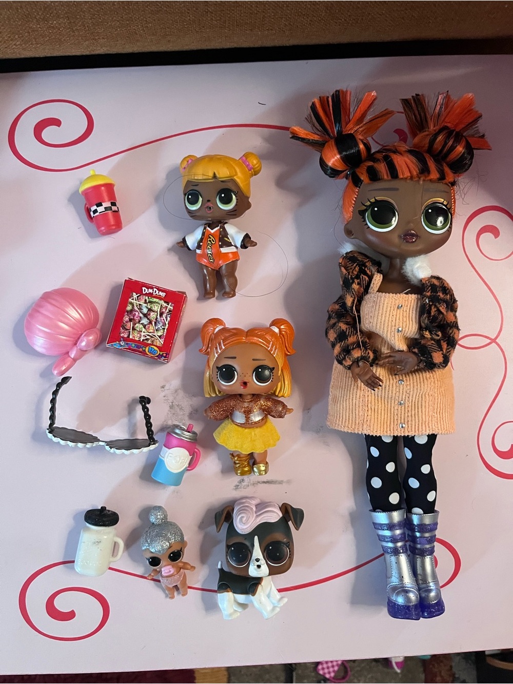 L.O.L. Surprise! Doll Set with Orange & Black Hair and Pink Accessories